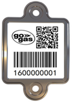 Vertikal Instal Cylinder Barcode Tags Pelacakan LPG Label Permanen Perlindungan UV