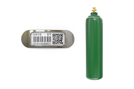 Tag Persegi Panjang Keramik Logam Barcode Permanen untuk Silinder Gas Industri