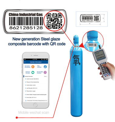 Label Barcode Logam Silinder Gas Industri Anti UV Tahan Air