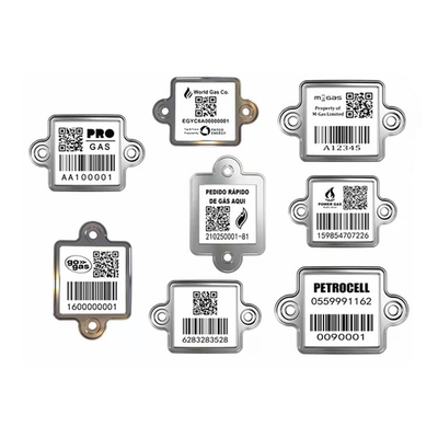 Pelacakan Logam Tag Barcode Silinder LPG Label QR Vertikal