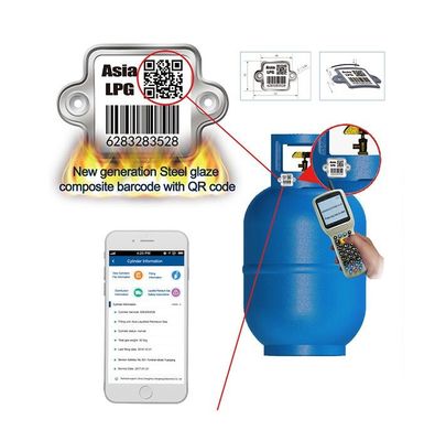 Cylinder Barcode Tag tempreture tinggi 800 ℃ resistensi Anti-UV untuk Pelacakan Silinder LPG