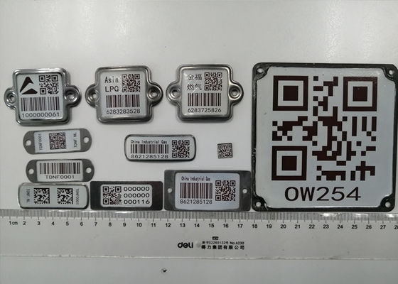 Lpg Cylinder Barcode Ketahanan Suhu tinggi 1900F White Base Barcode hitam Mudah Dibaca