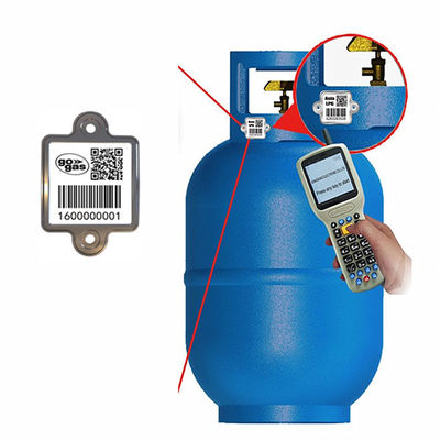 Mobile APP Cylinder Metal Barcode Tag Resistensi UV