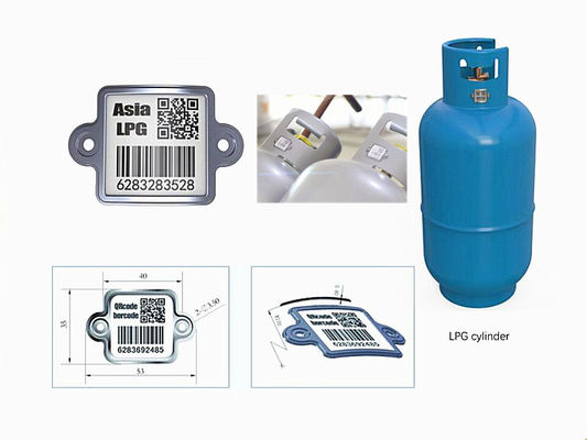 Pemindaian Nirkabel LPG Cylinder Tracking Gas Tank Barcode Tag Oil Proof