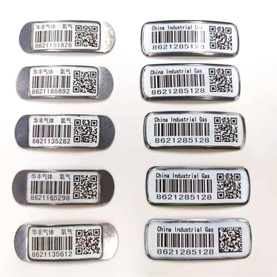 Label Barcode Logam Silinder Gas Industri Anti UV Tahan Air