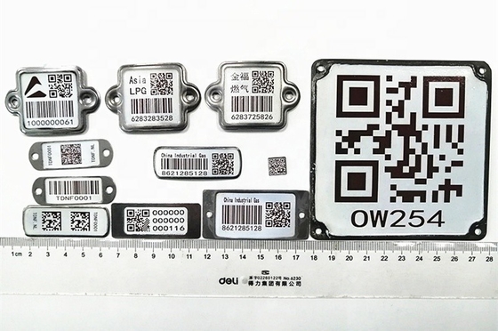 SS304 Metal Ceramic Barcode Tag Perlawanan UV Untuk Melacak Aset