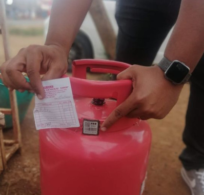 800 Derajat Resistensi Tag Barcode Logam Silinder LPG Anti Pembakaran