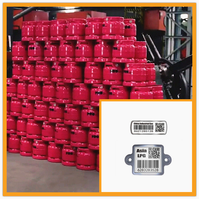 SS304 Steel Glaze Cylinder Barcode Manajemen Aset Anti Pembakaran